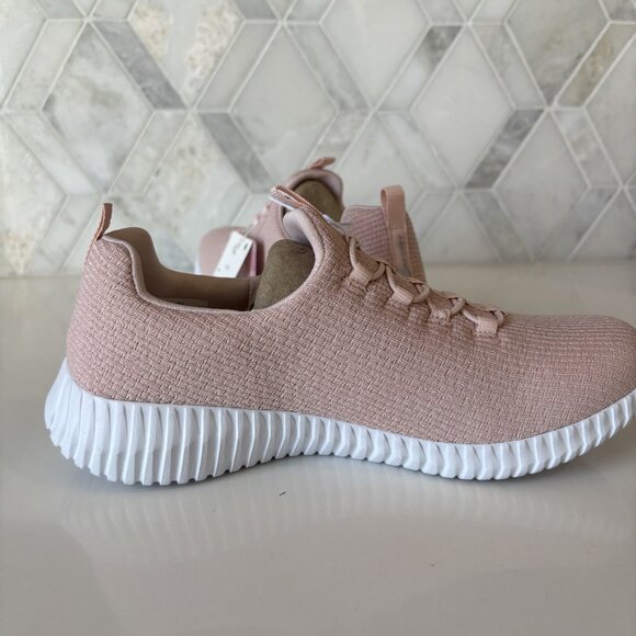 8.5 Charlize Pink Textile Padded Sole Slip On Lace Decor Pull Low Top Sneaker - Picture 11 of 15